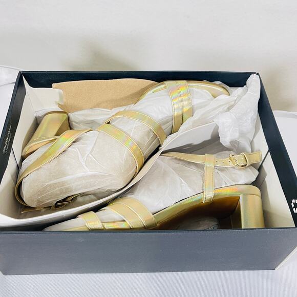 Naturalizer Heeled Sandals Womens 8.5 Gold Metallic Slingback Block Heel NWT - Picture 4 of 12